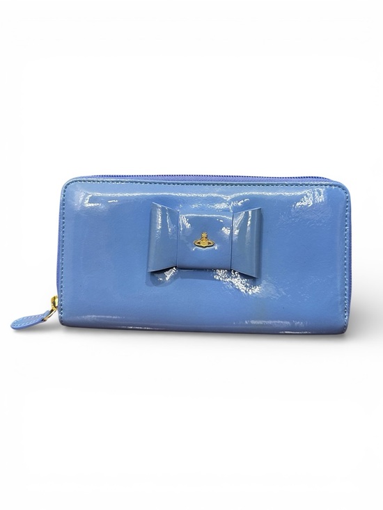 Vivienne Westwood Handbags - Vivienne Westwood Fiocco Bow Patent Zip Around Wallet Acqua (C3)